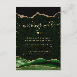 グリーンと金ゴールド結婚アゲートの願い井戸 エンクロージャーカード