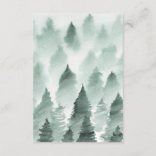 グリーンと金ゴールド結婚マウンテンのウィッシングウェルカード エンクロージャーカード (裏面)