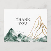 グリーンと金ゴールド結婚マウンテンの感謝はがき ポストカード (正面)