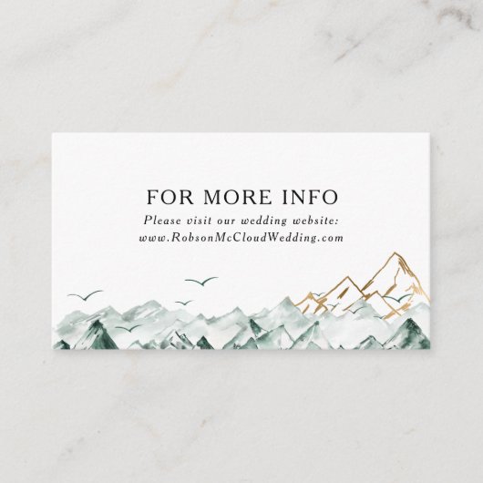 グリーンと金ゴールド結婚マウンテンのWebサイトエンクロージャ エンクロージャーカード (正面)