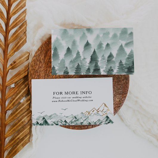 グリーンと金ゴールド結婚マウンテンのWebサイトエンクロージャ エンクロージャーカード