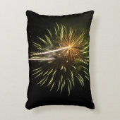 グリーンと金ゴールド花火ホリデーお祝い アクセントクッション (正面(垂直))