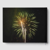 グリーンと金ゴールド花火ホリデーお祝い ゲストブック (裏面)