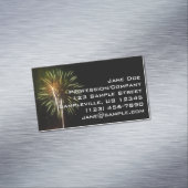 グリーンと金ゴールド花火ホリデーお祝い マグネット名刺 (インサイチュ)