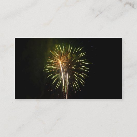 グリーンと金ゴールド花火ホリデーお祝い 名刺 (裏面)
