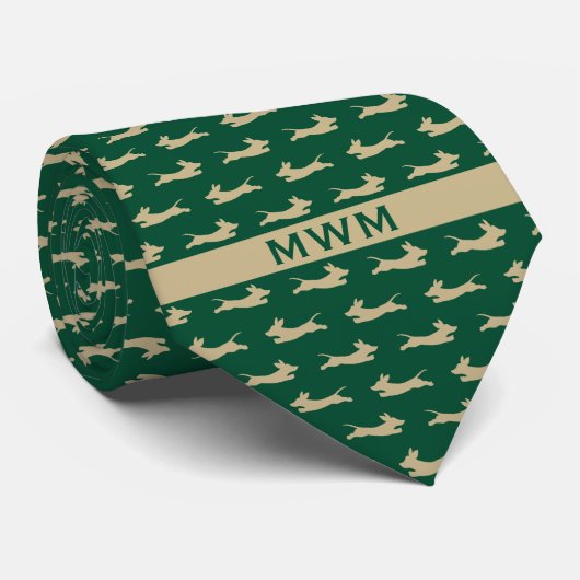 グリーンと金ゴールド走ズダックスシュント ネクタイ (ロール)