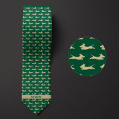 グリーンと金ゴールド走ズダックスシュント ネクタイ