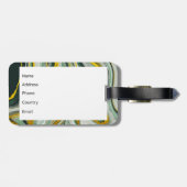 グリーンと金ゴールド錦次瑪瑙マーブル抽象芸術 ラゲッジタグ (裏面横)