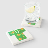 グリーンと金ゴールド長襦袢デザイン ストーンコースター (横)