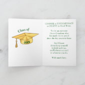 グリーンと金ゴールド高校卒業カード カード (内部)