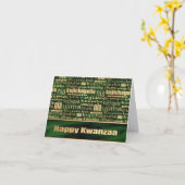 グリーンと金ゴールド「七原則」クワンザ カード (黄色い花)