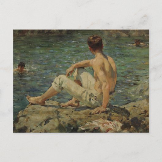 グリーンと金ゴールドby Henry Scott Tuke ポストカード (正面)