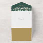 グリーンと金ゴールドQRコードMason Jars Lights 結婚's オールインワン招待状 (外側)