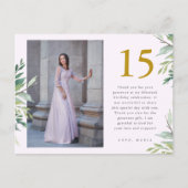 グリーンと2枚の写真のキンセアニエラ ブッシュピンク お礼のカード ポストカード (正面)