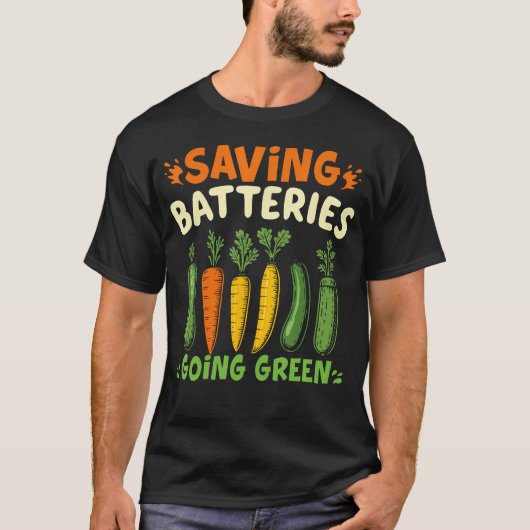 グリーンな節電 野菜ユーモア 笑える Tシャツ (正面)