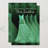 グリーンな花嫁の付き添いのドレスブライダルシャワーの招待 招待状 (正面/裏面)