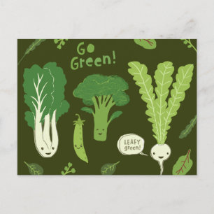 グリーンになろう!(葉緑!)健康的な庭の野菜 ポストカード