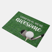 グリーンにアイロンとボールを付けたゴルフウェルカムドアマット ドアマット (アングル)
