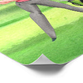 グリーンにゴルフをするゴルフ水色ゴルファー ポスター (角)