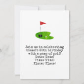 グリーンにゴルフボールを搭載したゴルフ60誕生日 招待状 (裏面)