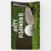 グリーンにボールとアイロンを付けたゴルフリタイア 横断幕 (縦)