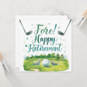 グリーンにボールを付けたゴルフの引退 カード (正面/裏面インサイチュ)