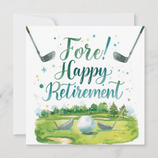 グリーンにボールを付けたゴルフの引退 カード (正面)