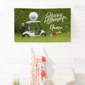 グリーンにボールを持つゴルフの幸せな退職 横断幕 (インサイチュ)