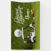 グリーンにボールを持つゴルフの幸せな退職 横断幕 (縦)