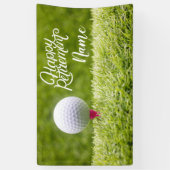 グリーンにボールを持つゴルフの幸せな退職 横断幕 (縦)