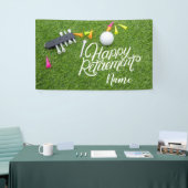 グリーンにボールを持つゴルフの幸せな退職 横断幕 (トレードショー)