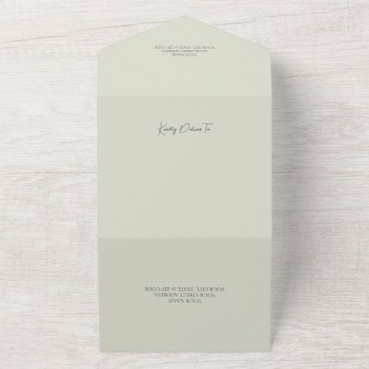 グリーンに咲く野原のデイジーとひまわり オールインワン招待状 (外側)