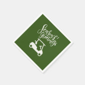 グリーンに季節の挨拶を付けたゴルフカート スタンダードカクテルナプキン (角)