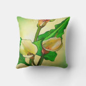 グリーンに対するヒラユリの輪郭を描グラデーションいた クッション (裏面)