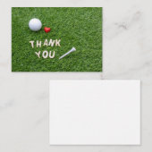 グリーンに愛とティーを持つサンキュー付きゴルフボール ノートカード (正面/裏面)