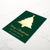 グリーンに文字を付けたミニマルなクリスマスツリーの形 箔シーズンカード (回転した状態)