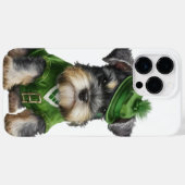 グリーンに着飾った愛らしい水彩画のシュナウザー犬 Case-Mate iPhoneケース (裏面 (横))