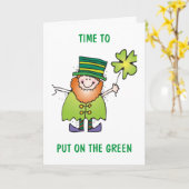 「グリーンに置く」時間&セント祝。パトリック カード (黄色い花)