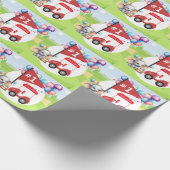 グリーンに赤いゴルフカートを付けたゴルフの第1の誕生日 ラッピングペーパー (角)