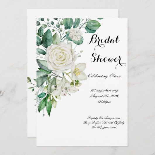 グリーンのあるウェディングシャワーの招待状 セーブザデート (正面/裏面)