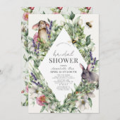 グリーンのうさぎ 春のブライダルシャワー招待状 招待状 (正面/裏面)