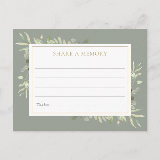 グリーンのお悔やみ メモリーカード 生きることの祝い ポストカード (正面)