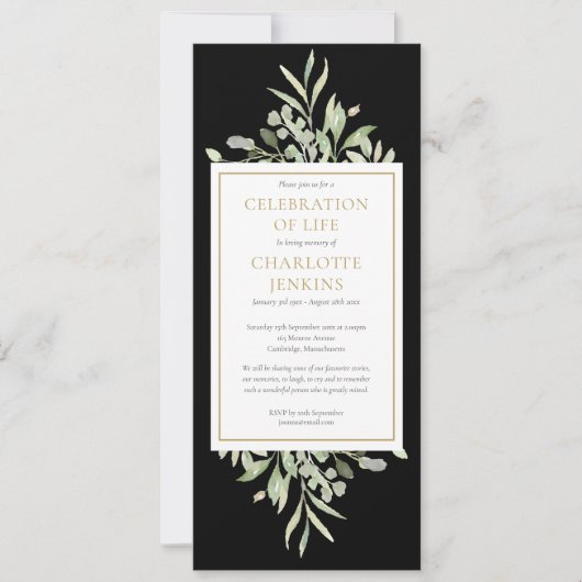 グリーンのお祝い 追悼式 招待状 (正面)