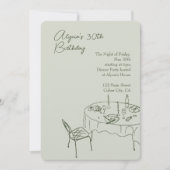 グリーンのお誕生日ディナー30歳の誕生日パーティー 招待状 (正面)