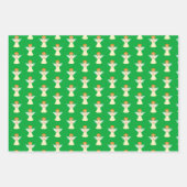 グリーンのかわいい小さなエンジェル赤と白パターン ラッピングペーパーシート (正面3)
