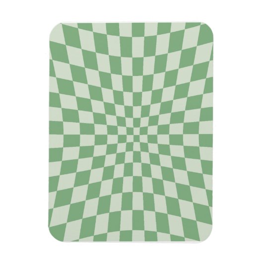 グリーンのゆがんだ市松模様 マグネット (縦)