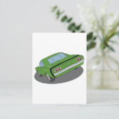 グリーンのアメリカン・マッスルカー ポストカード (スタンド正面)