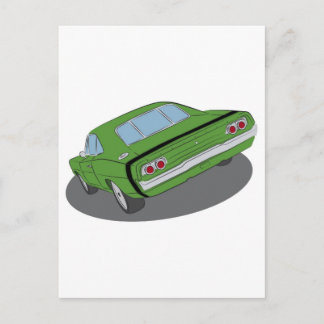 グリーンのアメリカン・マッスルカー ポストカード