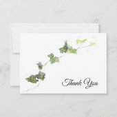 グリーンのイギリスイーブ 葉の水彩画 ありがとう 招待状 (正面)