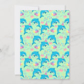 グリーンのイルカ誕生日パーティー招待状 招待状 (裏面)